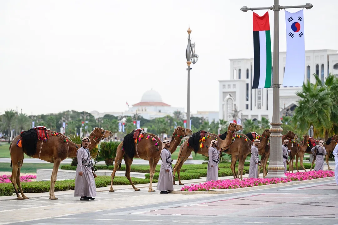 A state reception for President Yoon Suk Yeol supported by more than 1,000 guests, a traditional horse-and-camel parade and a dedicated animal compound.