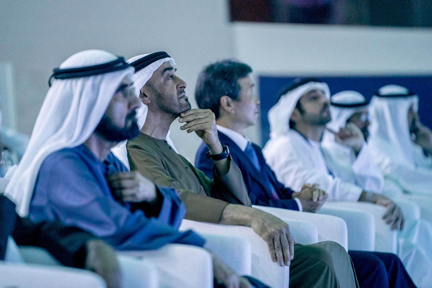 Royal protocol seating box styled with bespoke contemporary furniture inside Al Wasl Plaza
