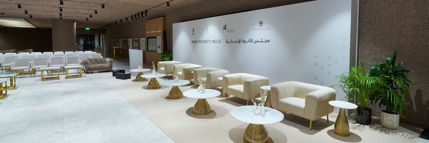 A multi-speaker majlis, multilingual technical environment and rooftop hospitality space designed around dialogue at the Abrahamic Family House.