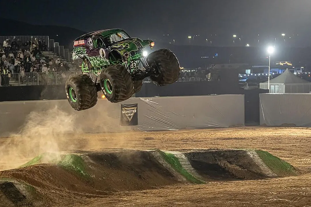 A desert performance arena for monster trucks supported by 4,000-seat grandstands, a multi-level VIP structure, crowd infrastructure and full event power.